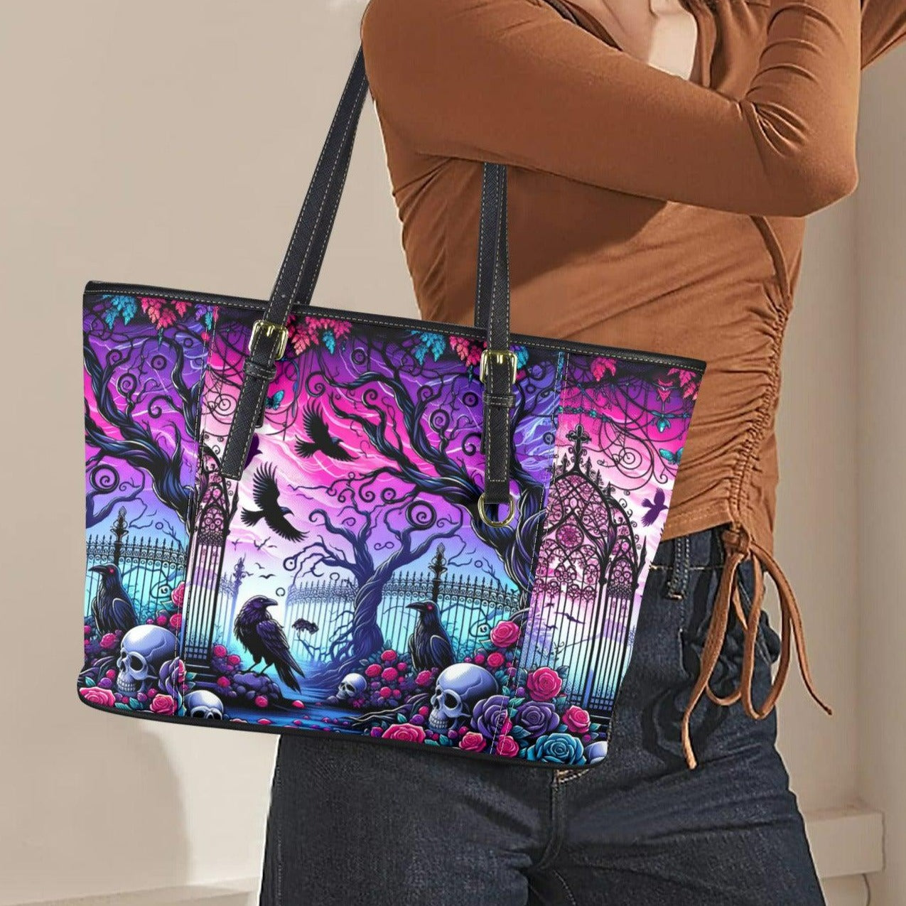 Gothic Halloween Witch Tote Bag-MoonChildWorld