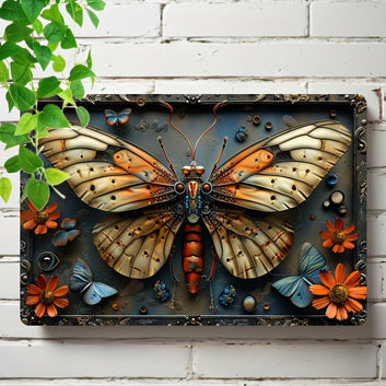 Vintage Butterfly Wall Hanging Spirit Butterfly Metal Sign for Insect Home Decor