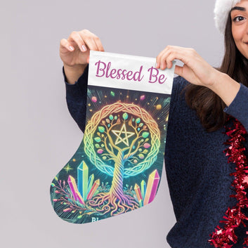 Spirit Celtic Tree of Life Pagan Christmas Stocking for Yule Decorations