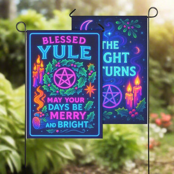Blessed Yule Wicca Garden Flag and House Flag for Pagan Yule Home Decor