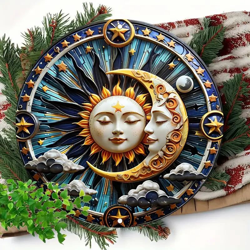 Sun Moon Metal Sign Celestial Goddess Home Decor-MoonChildWorld