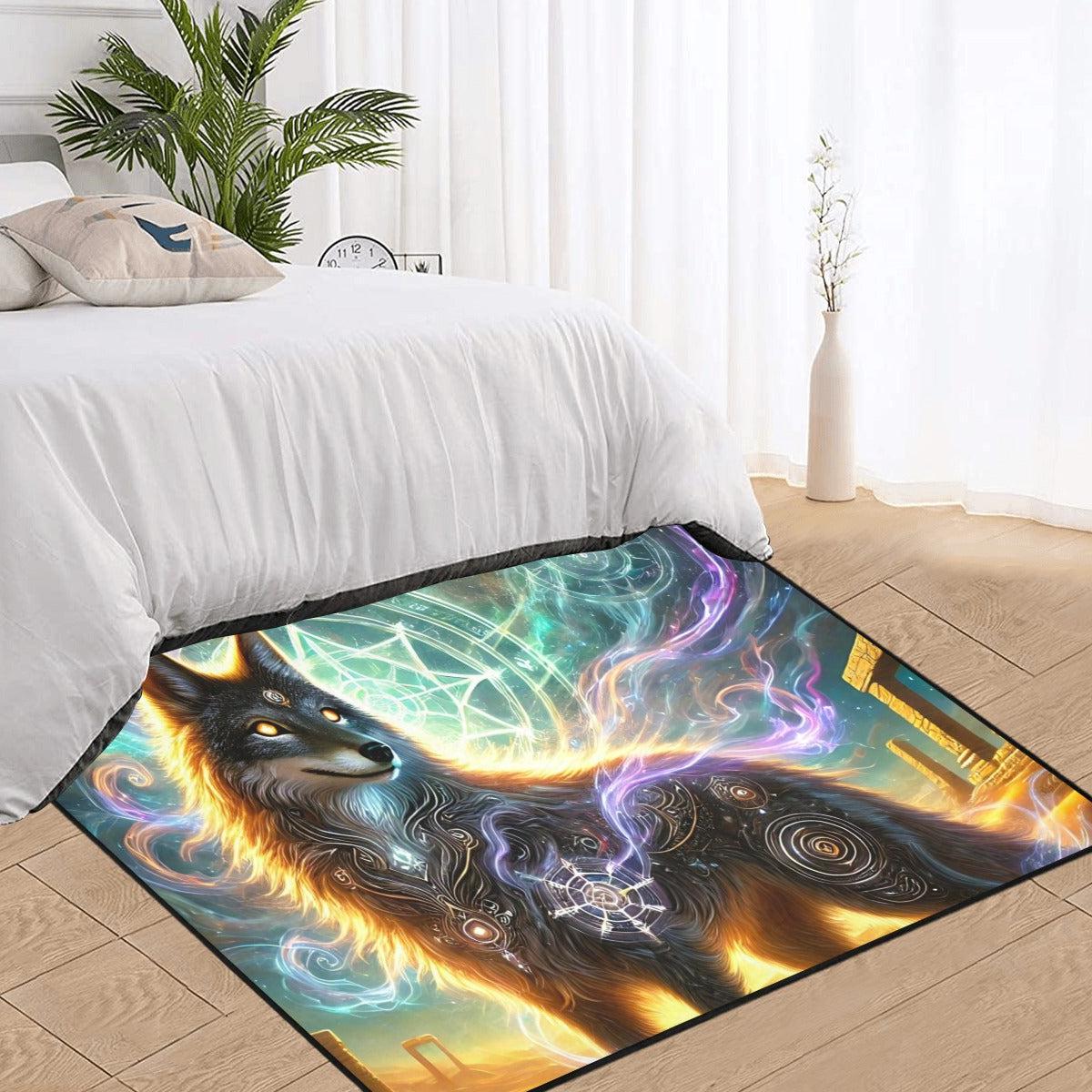 Witchy Wolf Area Rug Magic Wolf Witchcraft Carpet-MoonChildWorld