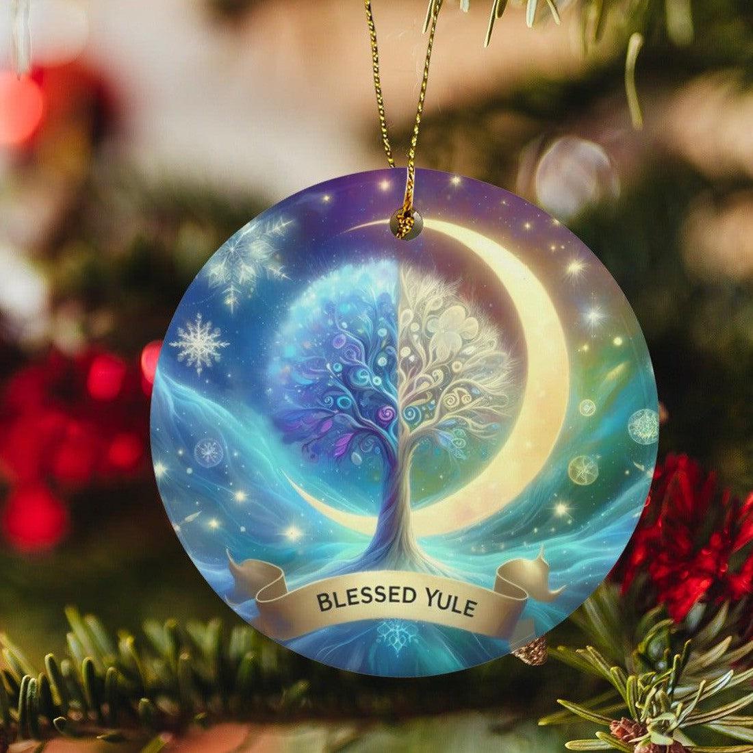 Spirit Tree of Life Ceramic Christmas Ornament for Pagan Yule Decor-MoonChildWorld