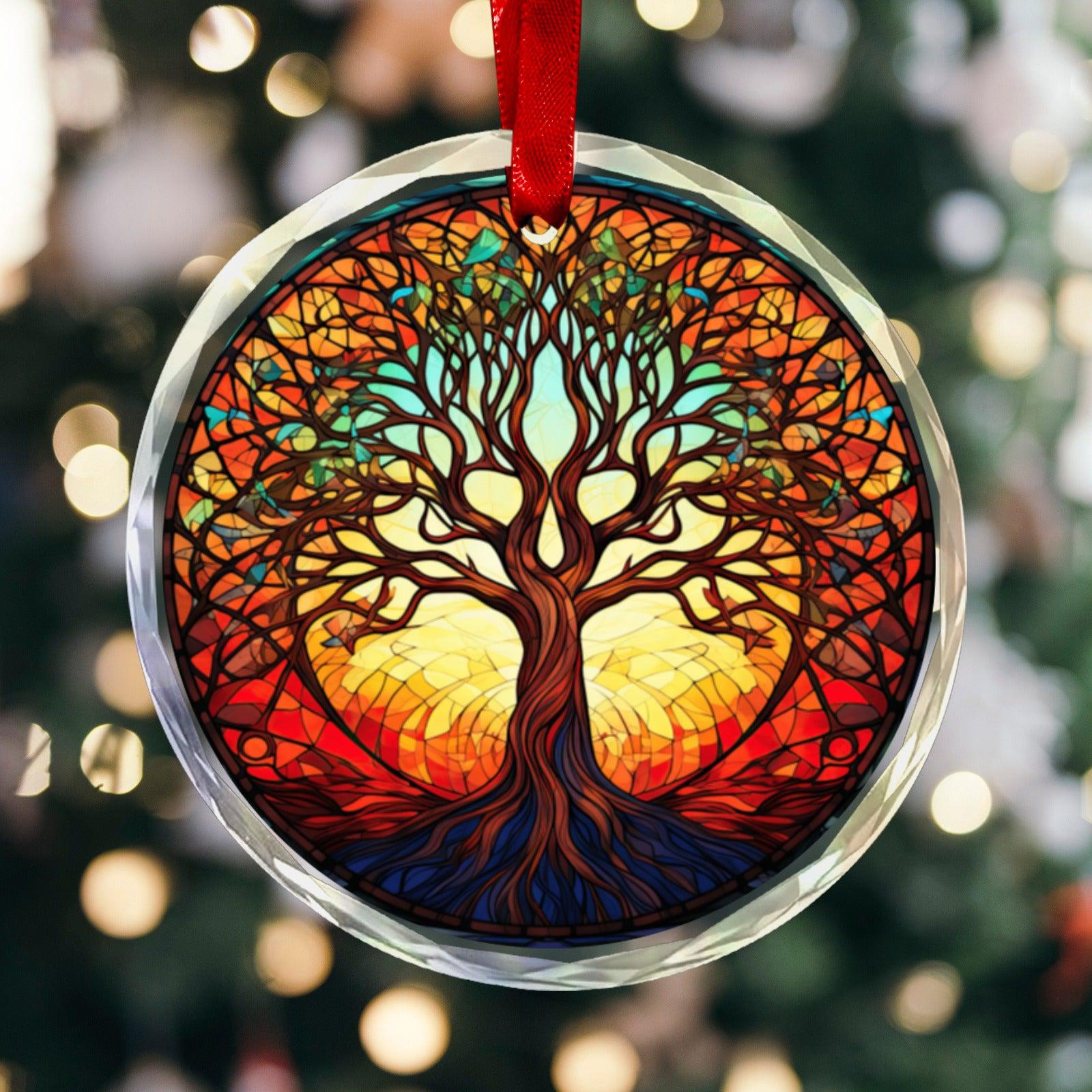 Tree of life Glass Christmas Ornament-MoonChildWorld