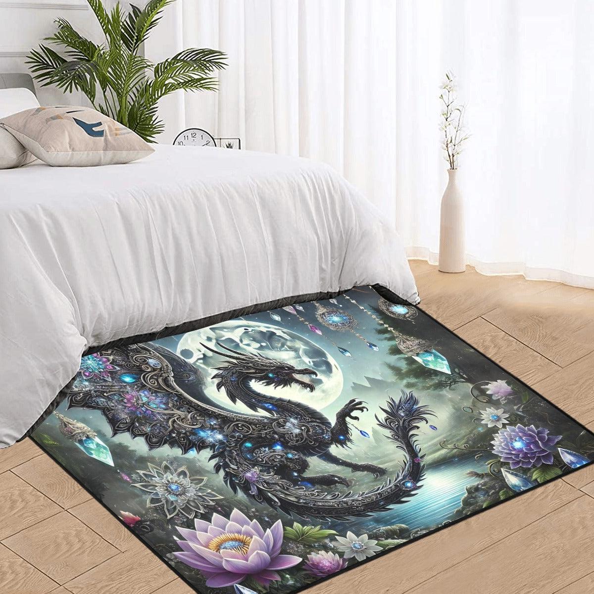 Moonlit Spirit Dragon Area Rug Crystal Dragon Carpet-MoonChildWorld