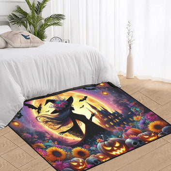 Moonlit Gothic Witch Area Rug Spooky Carpet for Halloween