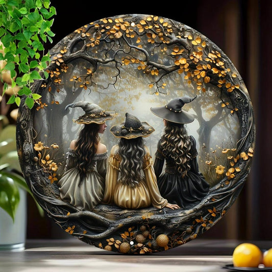 Witches in Enchanted Forest Metal Sign