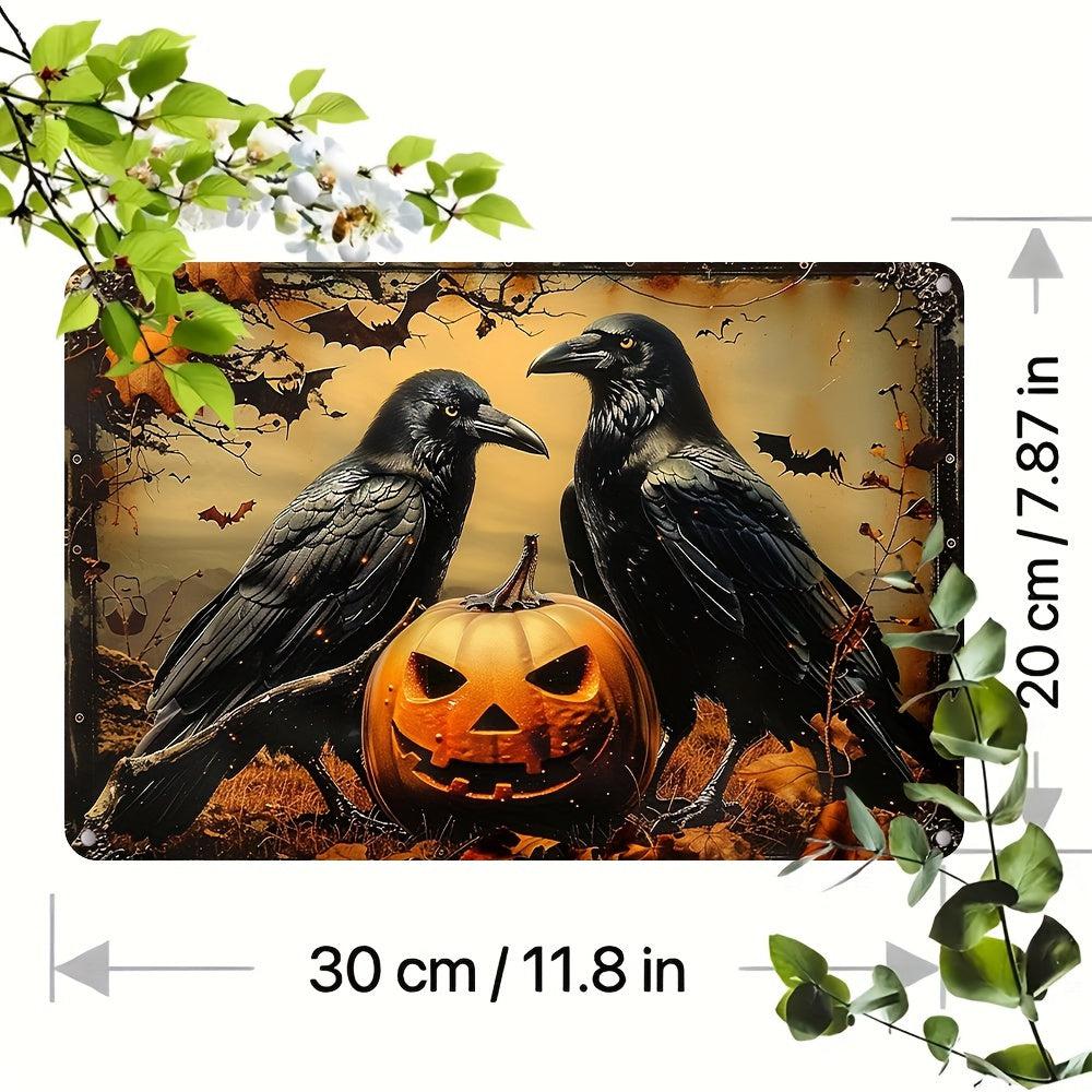 Gothic Crows Wall Art Black Ravens Metal Sign for Halloween Wall Decor-MoonChildWorld