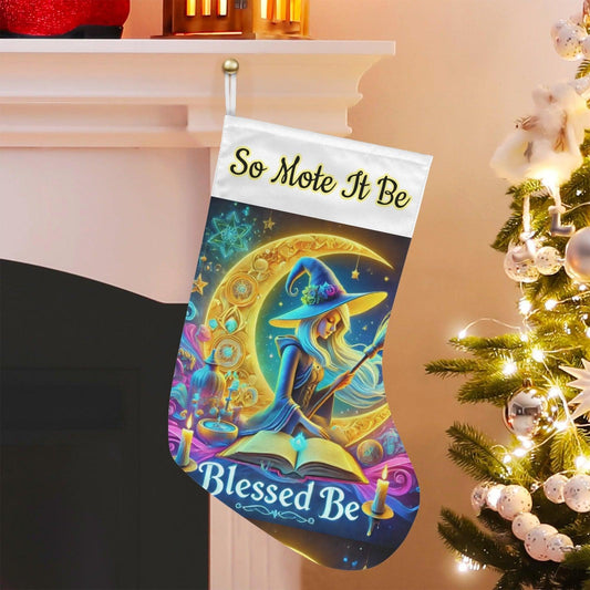 So Mote It Be Moon Witch Christmas Stocking for Yule Decorations