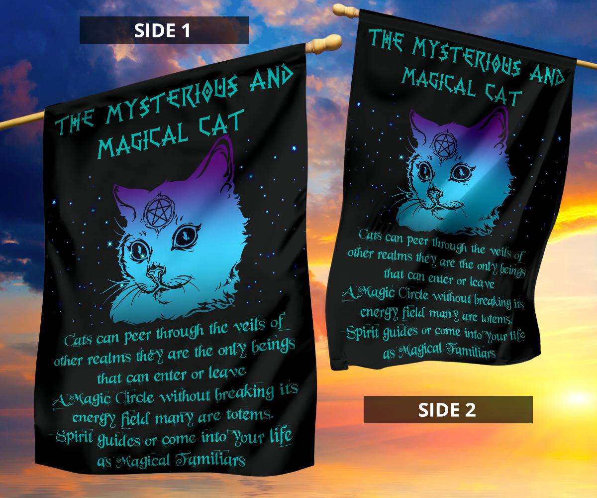 Magic Cat Witchy Flag Wicca Decor-MoonChildWorld