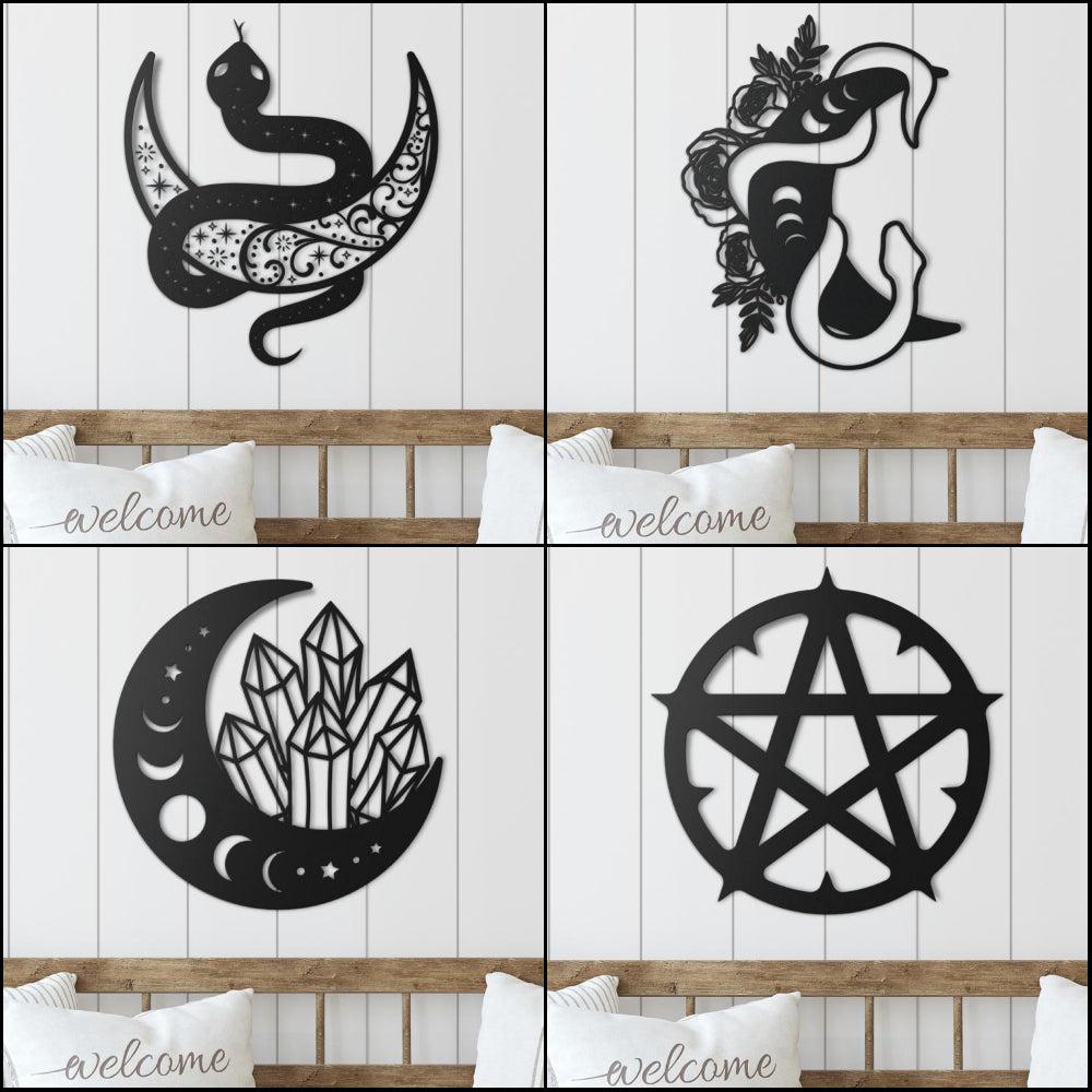 Pentagram Snake moon Metal Sign-MoonChildWorld