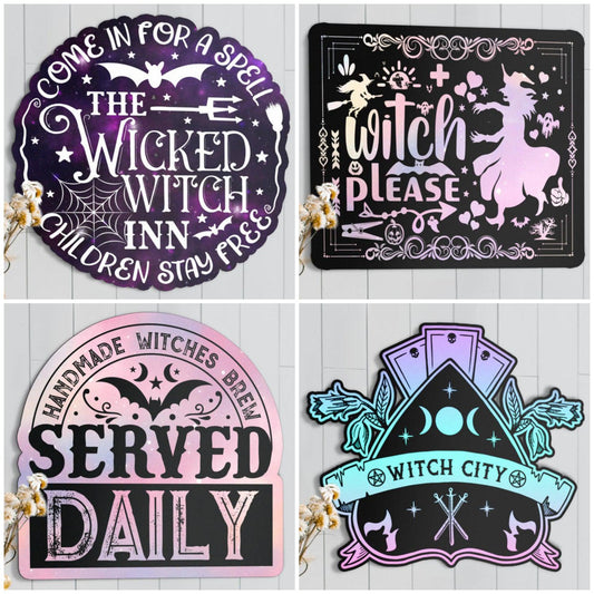 Halloween Decor Witch Metal Sign
