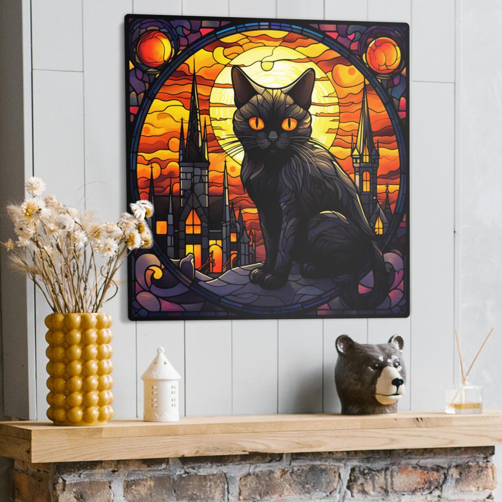Halloween Black Cat Metal Sign-MoonChildWorld