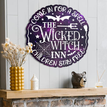 Halloween Decor Witch Metal Sign