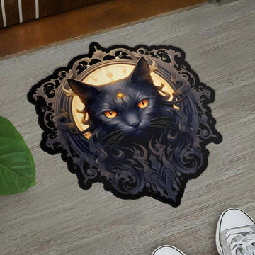 Gothic Black Cat Door Mat-MoonChildWorld