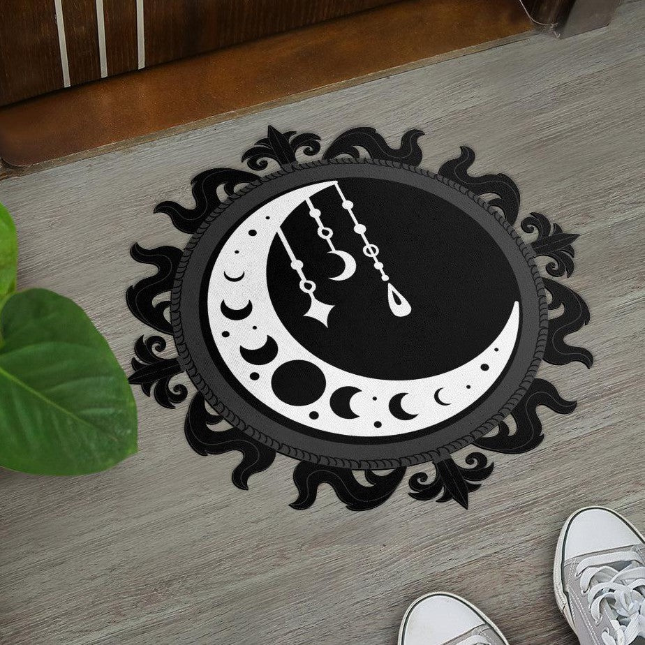 Crystal Moon Phase Door Mat Celestial Moon Doormat-MoonChildWorld