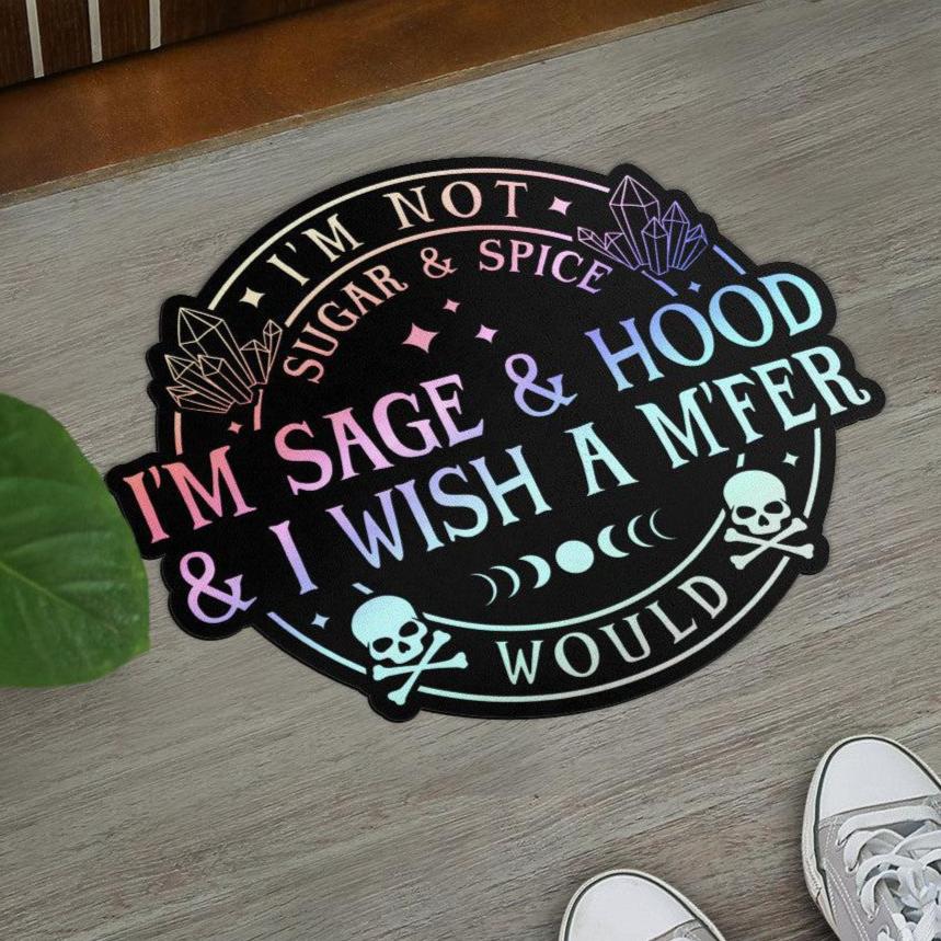 I'm sage and hood Witchcraft Door Mat-MoonChildWorld