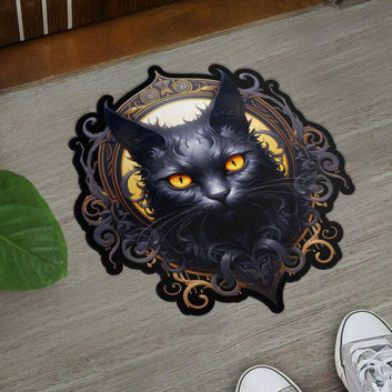 Gothic Black Cat Door Mat