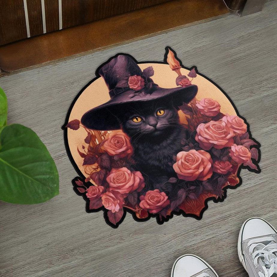 Magic Cat Door Mat Gothic Black Cat Doormat for Halloween-MoonChildWorld