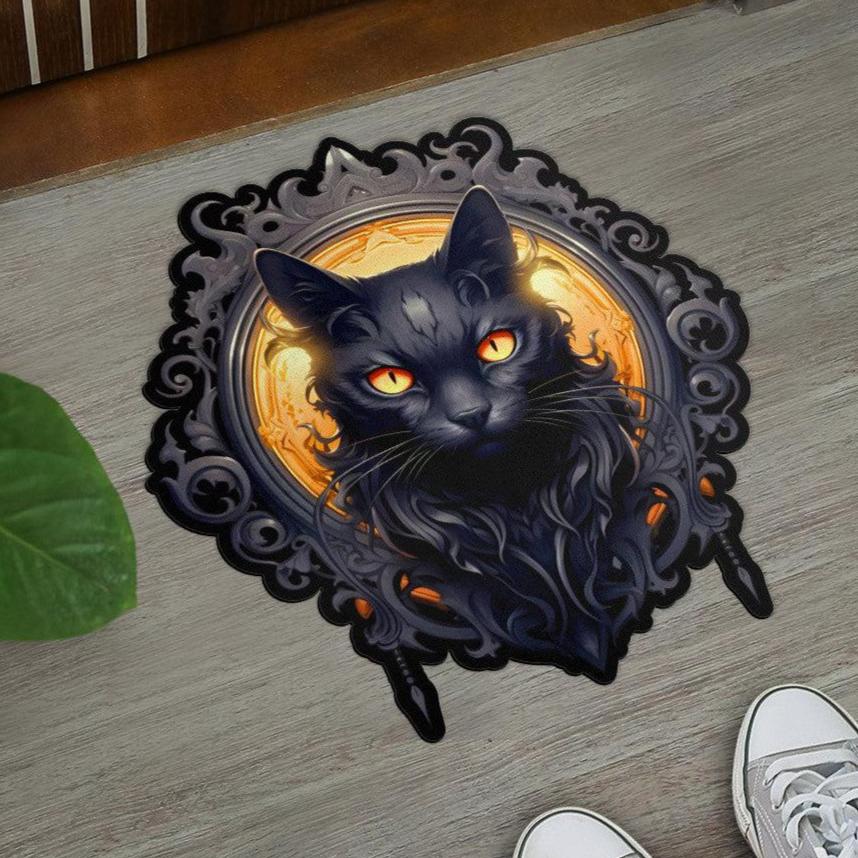 Gothic Black Cat Door Mat-MoonChildWorld