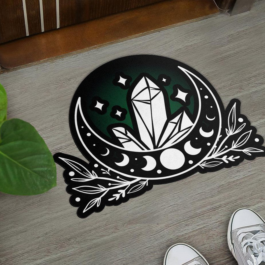 Crystal Moon Phase Door Mat Magic Moon Doormat-MoonChildWorld