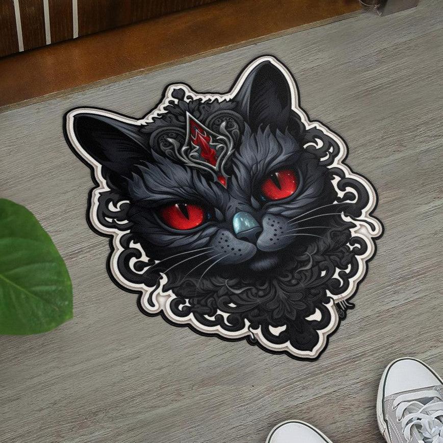 Black Cat Door Mat Gothic Cat Doormat-MoonChildWorld