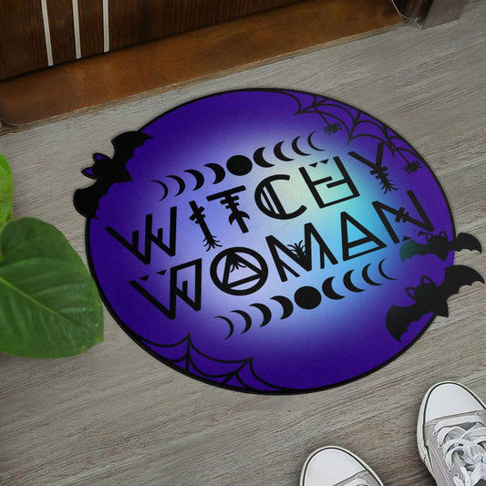 Witchy Woman Wicca Door Mat Moon Phase Doormat