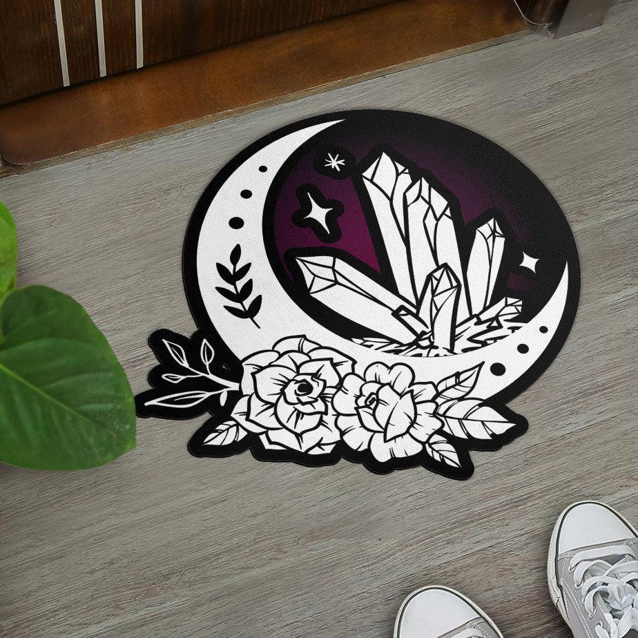 Crystal Moon Phase Door Mat Magic Moon Doormat-MoonChildWorld