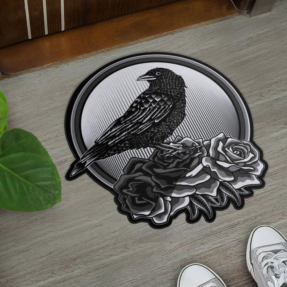 Black raven Door Mat Gothic Crow Doormat-MoonChildWorld