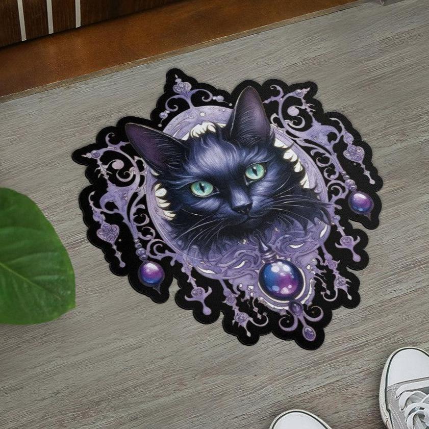 Gothic Black Cat Door Mat-MoonChildWorld