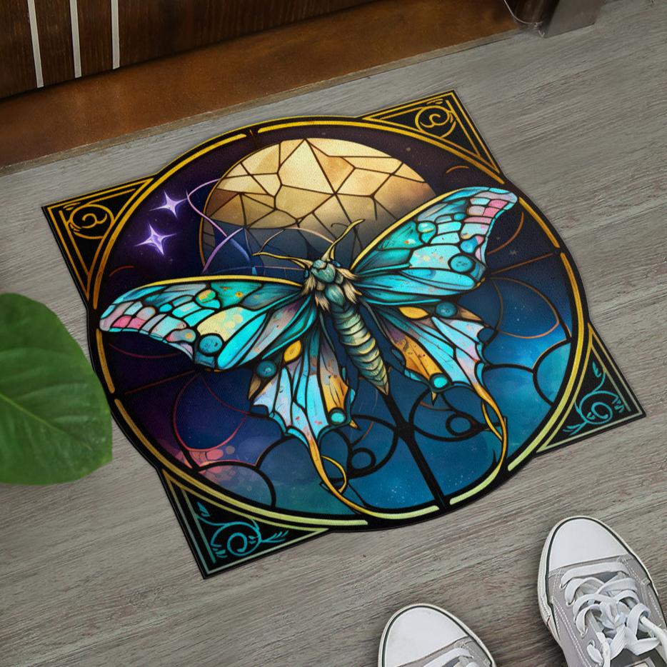 Luna Moth Door Mat Mystic Butterfly Doormat-MoonChildWorld