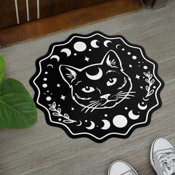 Moon Phase Cat Door Mat Magic Cat Gothic Doormat