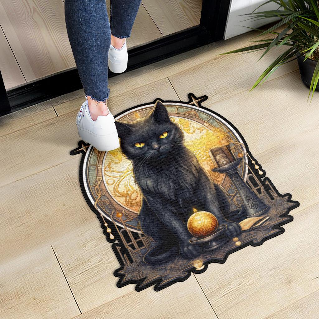 Wizard Cat Door Mat Black Cat Witchy Doormat-MoonChildWorld