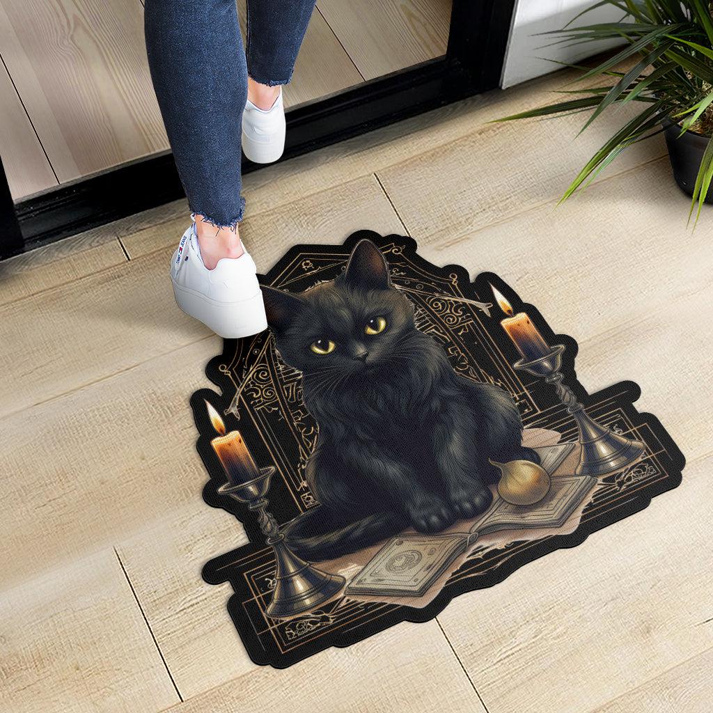 Wizard Cat Door Mat Black Cat Witchy Doormat-MoonChildWorld