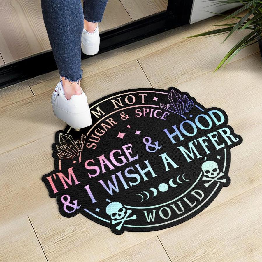 I'm sage and hood Witchcraft Door Mat-MoonChildWorld