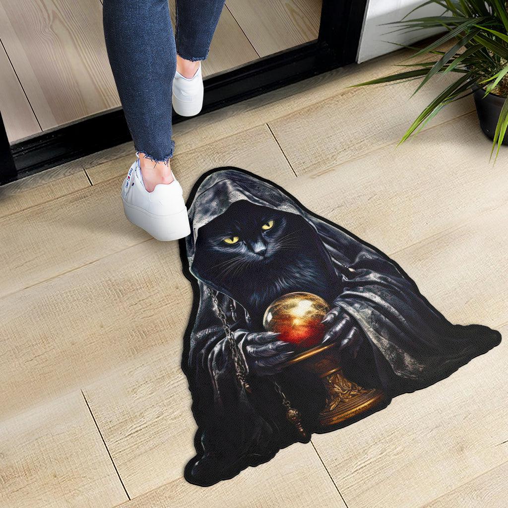 Wizard Cat Door Mat Black Cat Witchy Doormat-MoonChildWorld