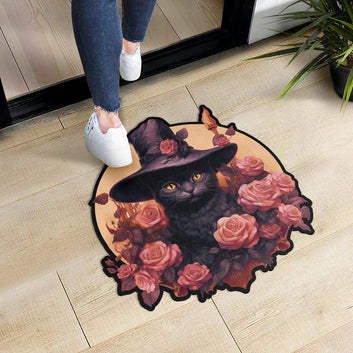 Magic Cat Door Mat Gothic Black Cat Doormat for Halloween