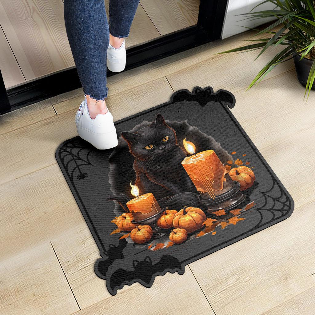 Halloween Cat Door Mat Black Cat Gothic Doormat-MoonChildWorld