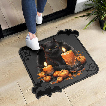 Halloween Cat Door Mat Black Cat Gothic Doormat