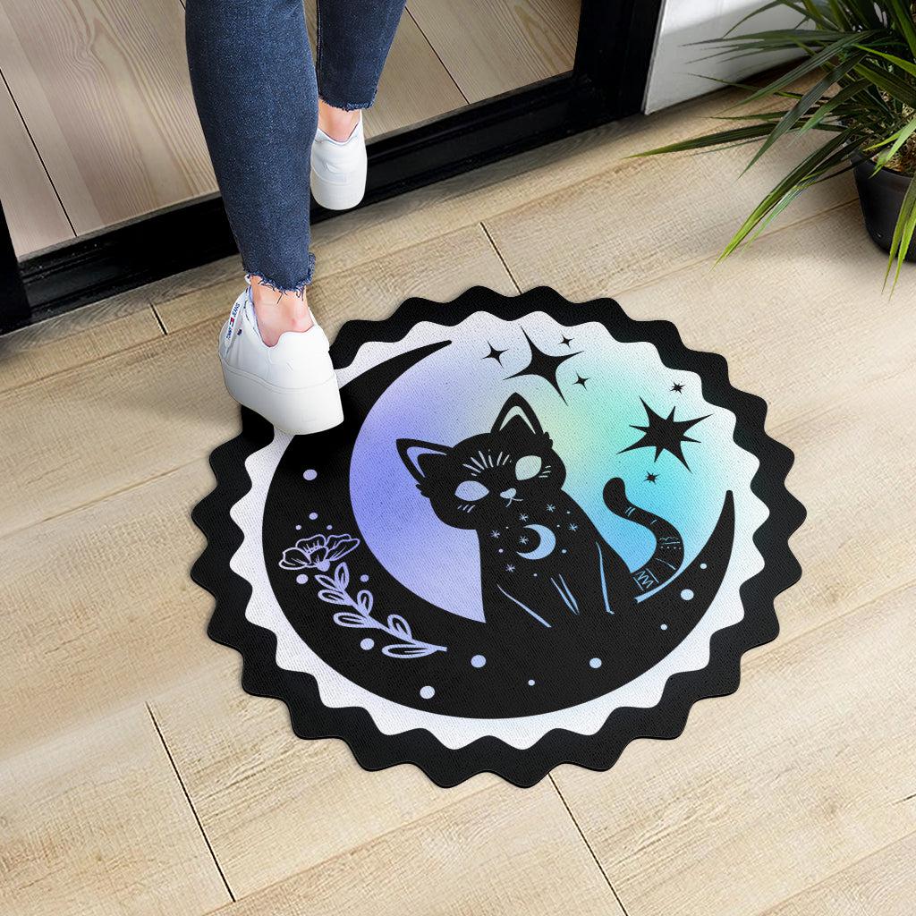 Magic Black Cat Door Mat Moon Cat Doormat-MoonChildWorld