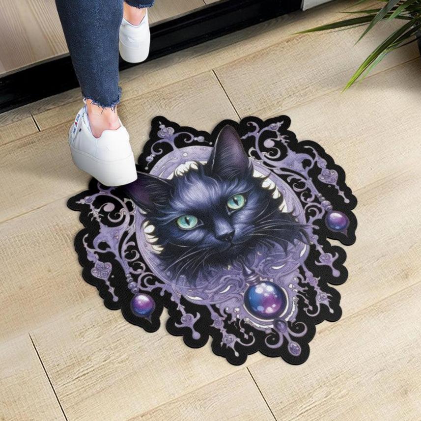 Gothic Black Cat Door Mat-MoonChildWorld