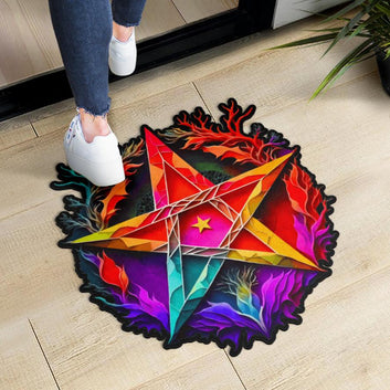 Forest Pentagram Door Mat Wicca Pagan Pentacle Doormat