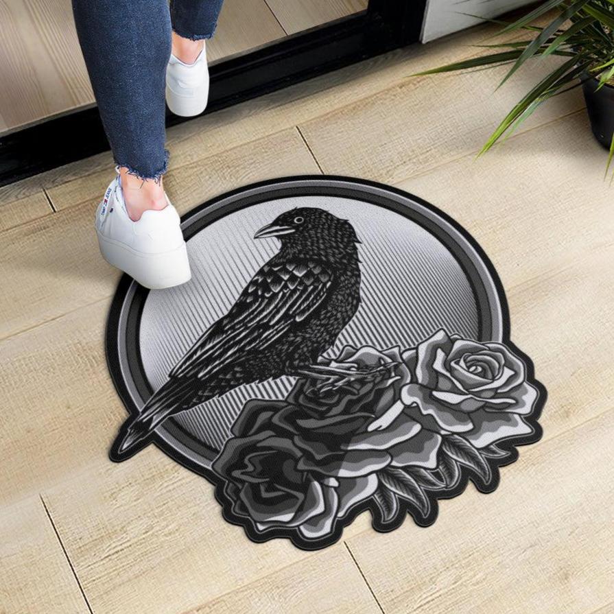 Black raven Door Mat Gothic Crow Doormat-MoonChildWorld