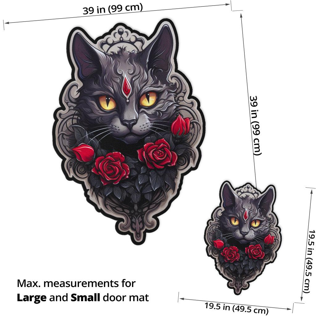 Black Cat Door Mat Gothic Cat Doormat-MoonChildWorld