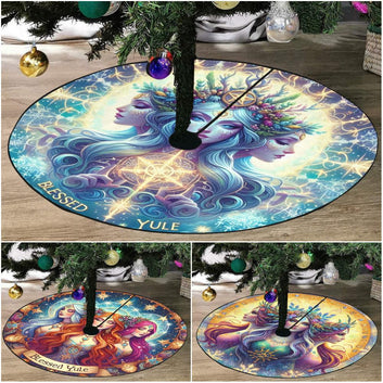 Pagan Triple Goddess Christmas Tree Skirt Hecate Goddess Yule Tree Skirt