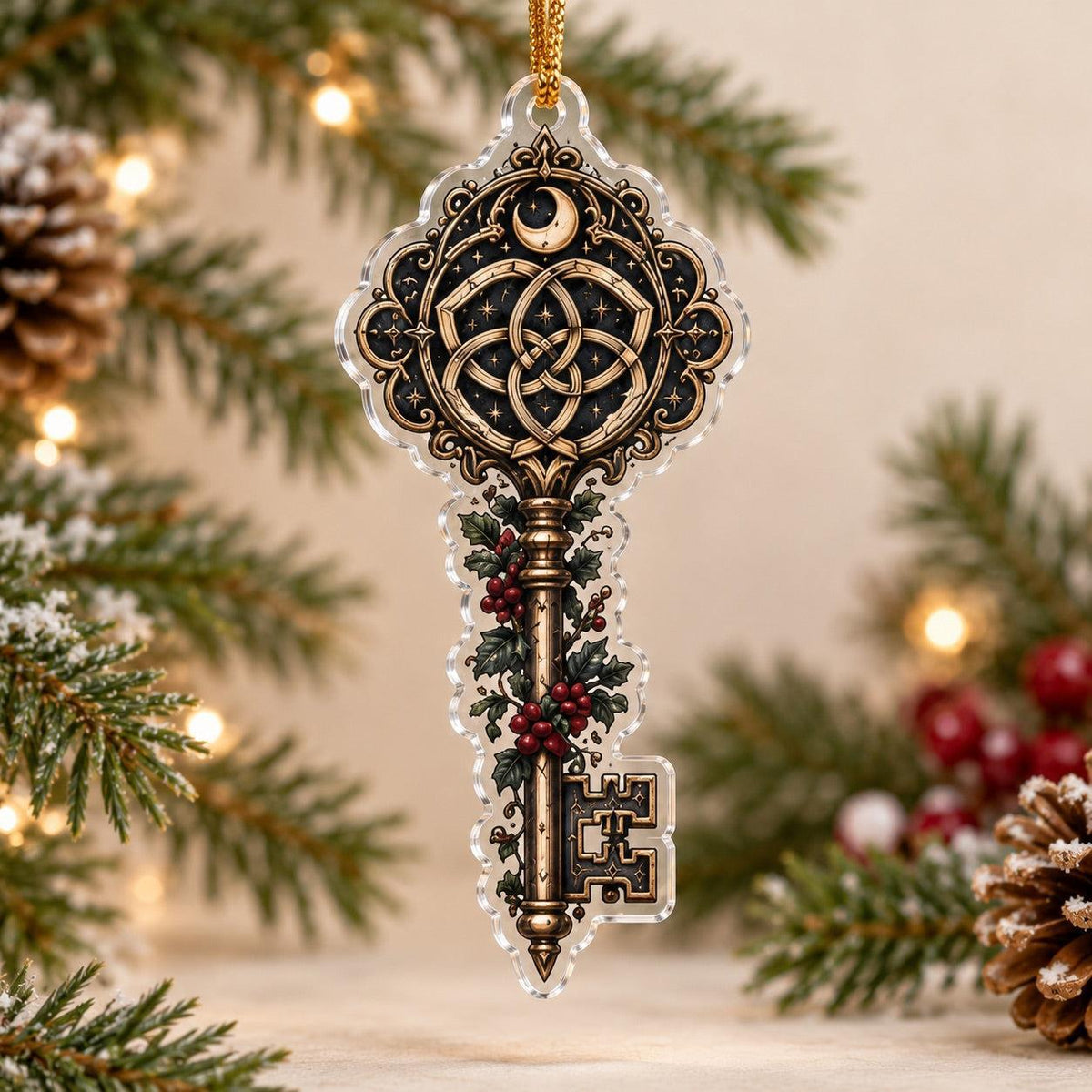 Gothic Witchcraft Sigil Acrylic Ornament Set – Witchy Yule Decor – Crossroads Key ornament