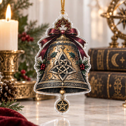 Gothic Witchcraft Sigil Acrylic Ornament Set – Witchy Yule Decor – Sacred Witch Bell ornament