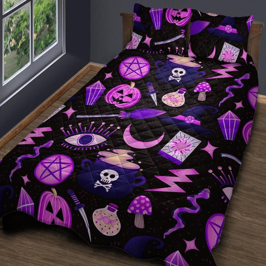 Halloween Witch Quilt Bedding Set