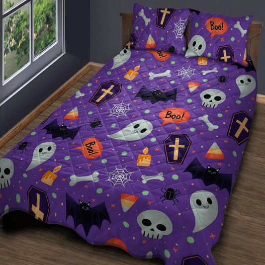 Cute Halloween Witch Quilt Bedding Set