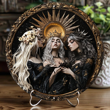 Triple Moon Goddess Wall Art Hecate Goddess Metal Sign for Wicca Home Decor